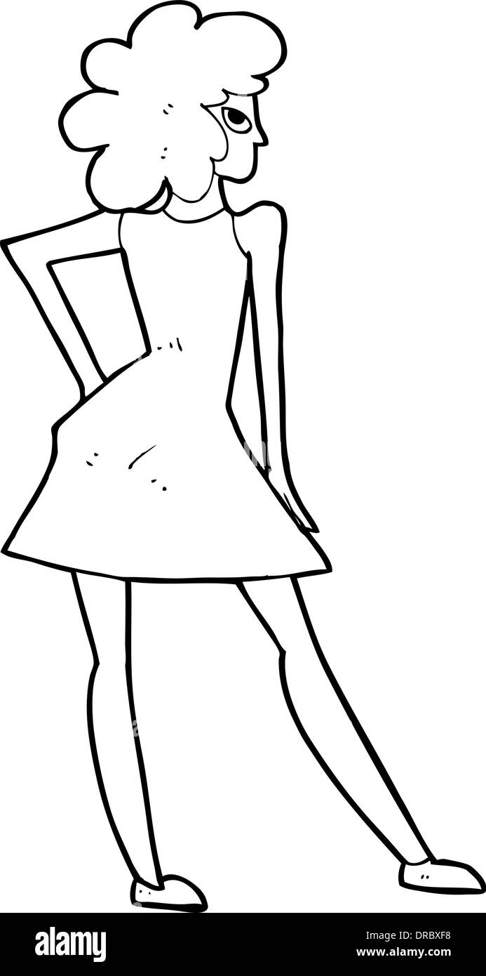 cartoon woman posing in dress Stock Vector