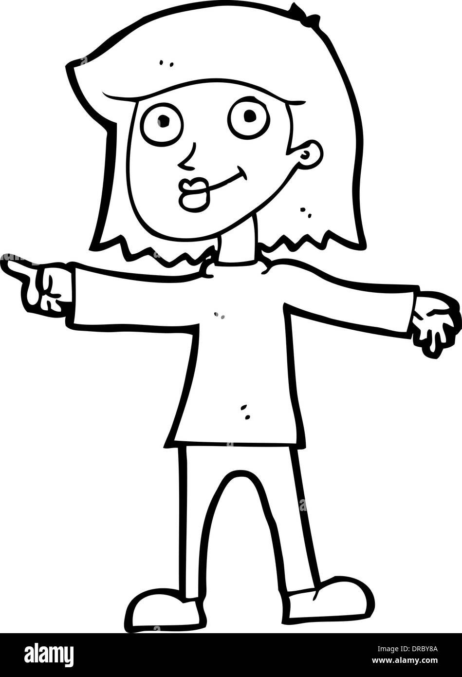 cartoon happy woman pointing Stock Vector
