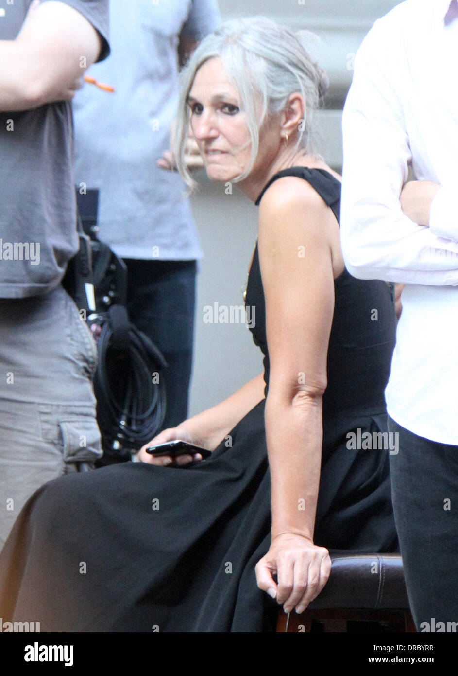 Keira Knightley's mother Sharman Macdonald  on the set of her daughter's new movie 'Can A Song Save Your Life?'  New York City, USA - 12.07.12 Stock Photo