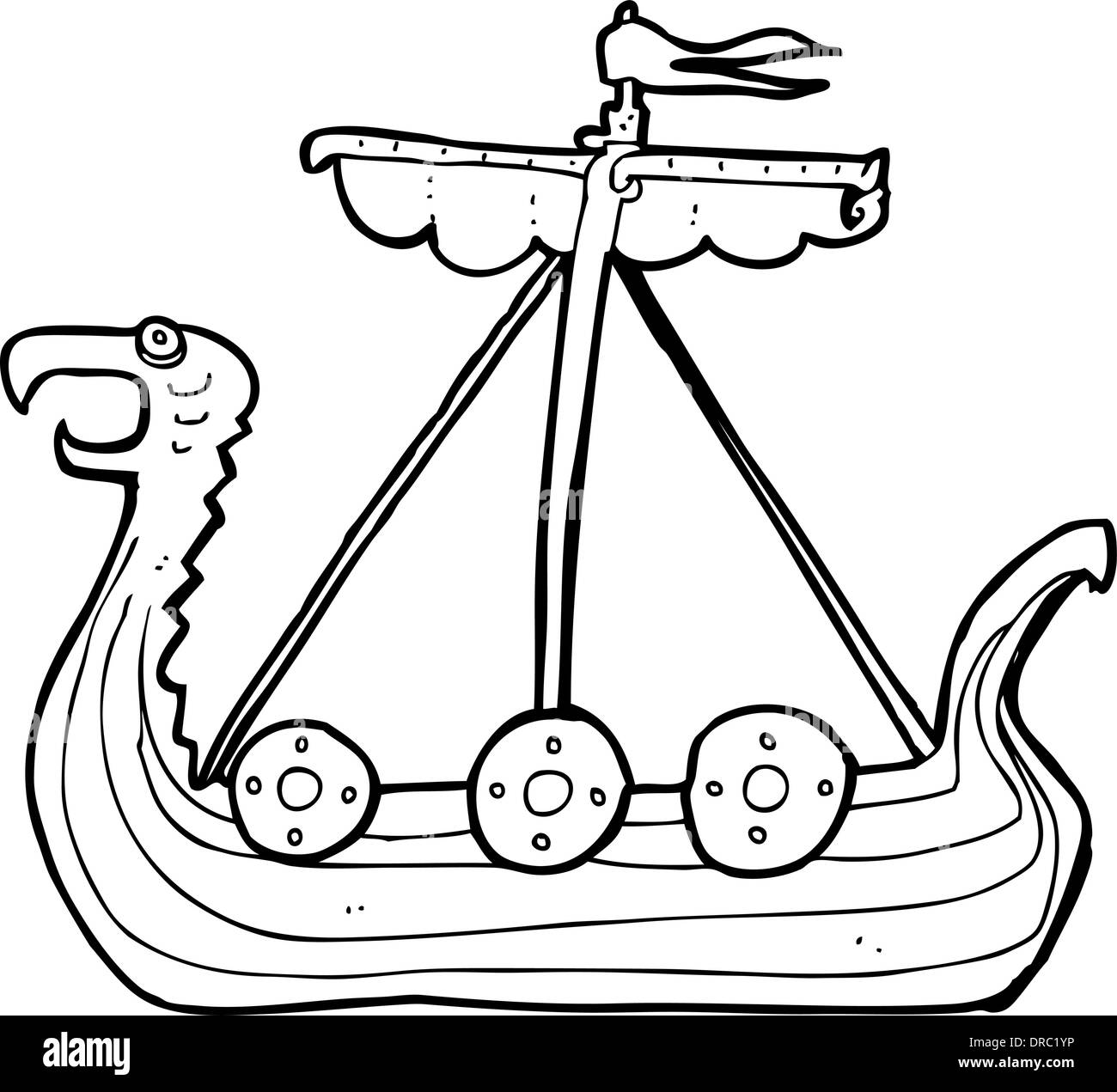cartoon viking ship Stock Vector