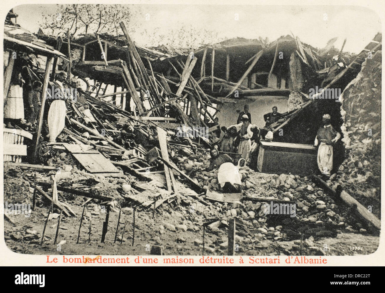 House destroyed by bombing - Shkoder, Albania Stock Photo
