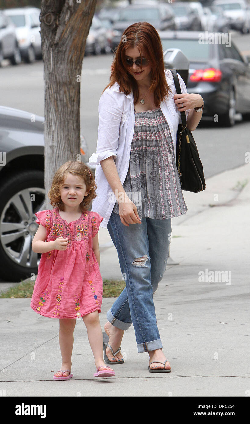 Alyson Hannigan and her adorable daughter Satyana head to a nail salon
