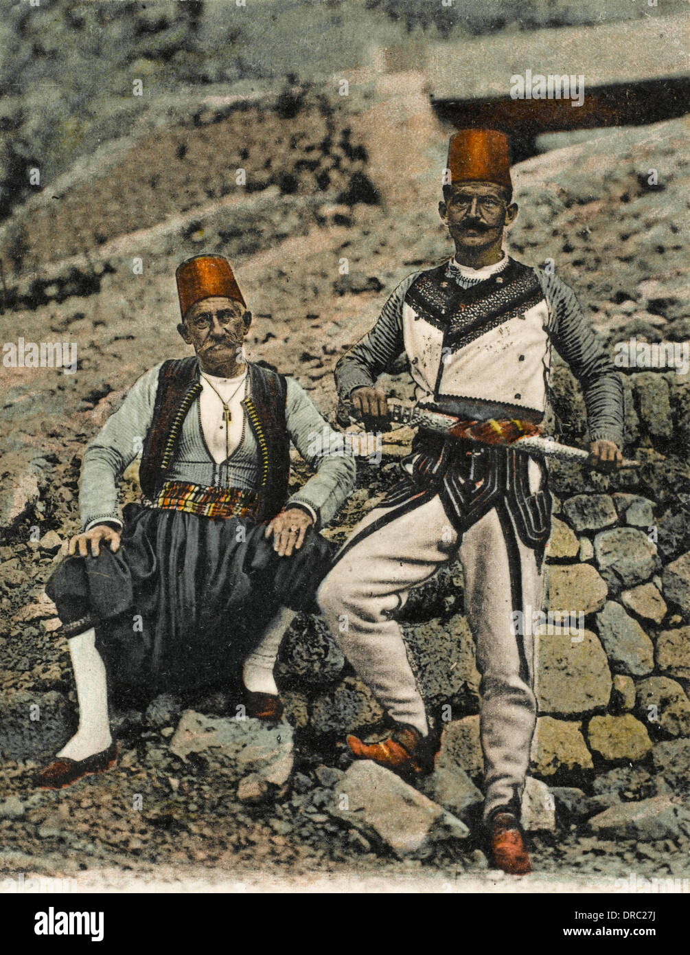 Two men in Albanian National Costume Stock Photo - Alamy