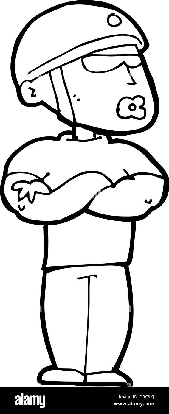 all white cartoon of guard