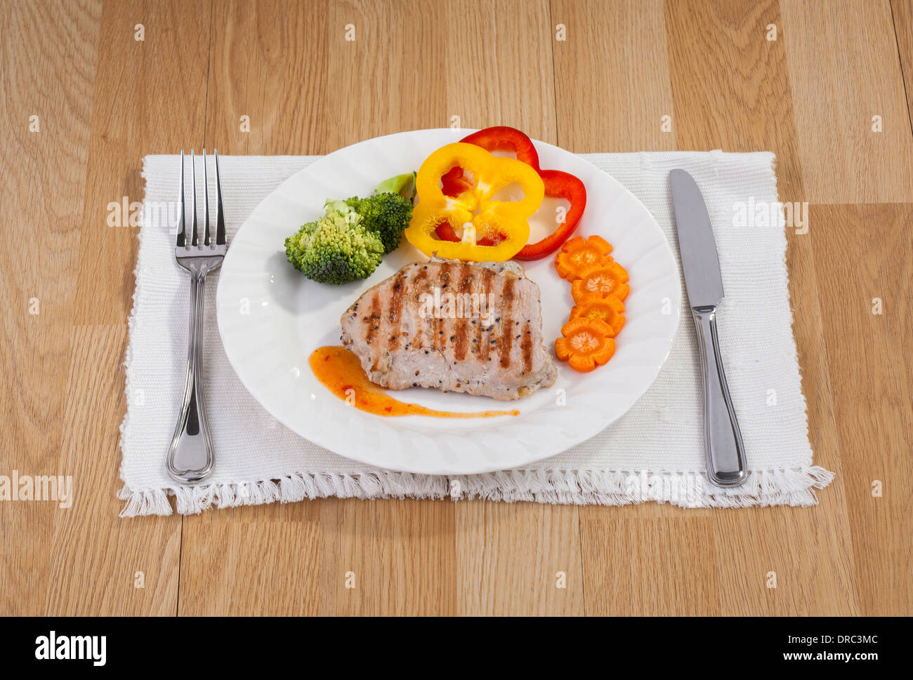 eatable pork steak served with vegetable Stock Photo