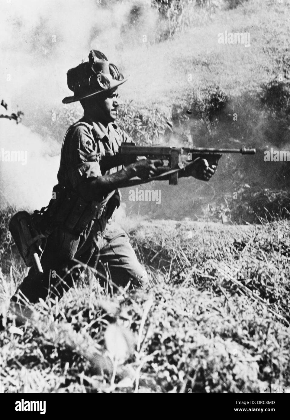 Gurkha trooper firing in Burma, 1944 Stock Photo