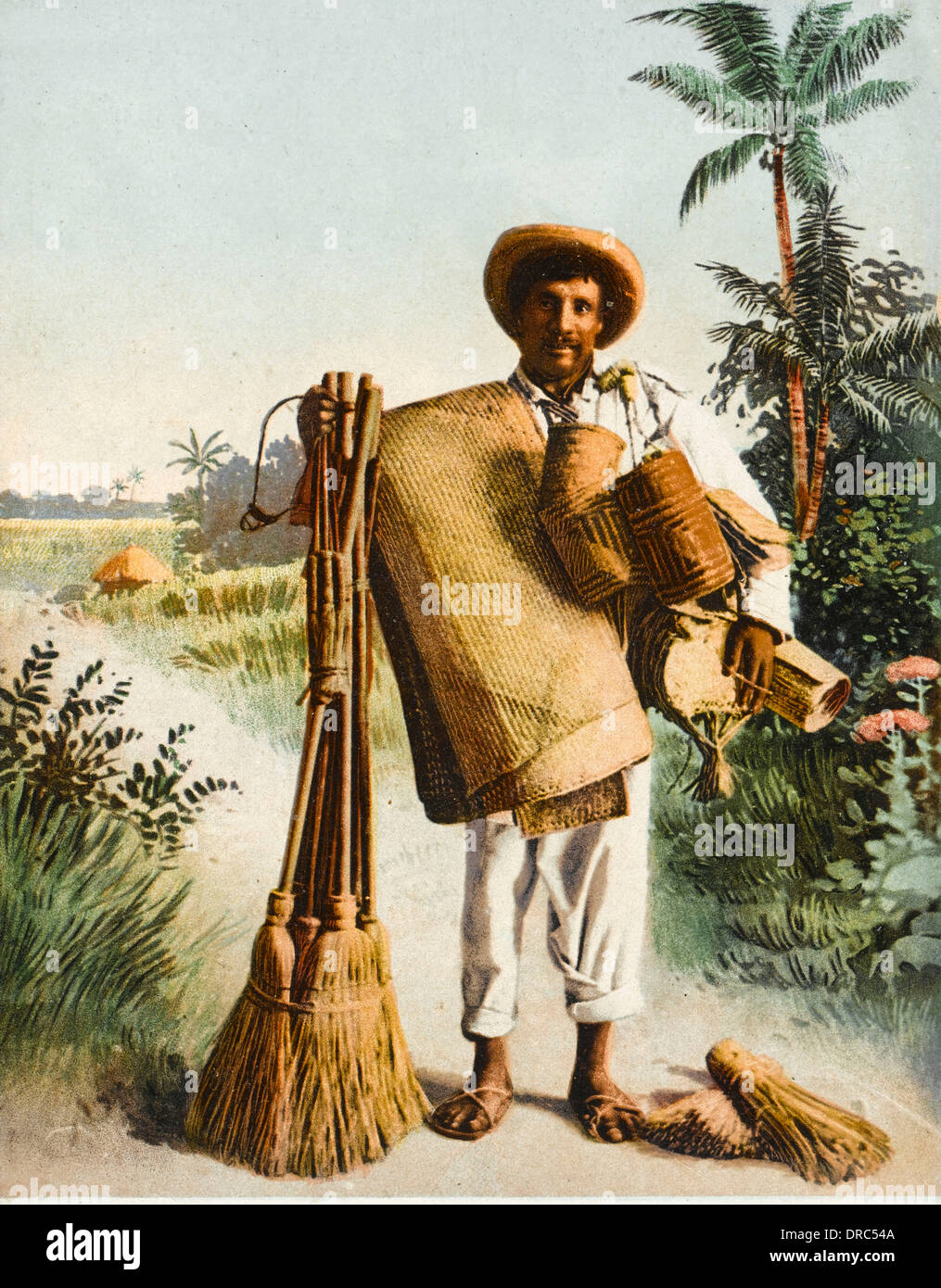 Mexican itinerant brush salesman Stock Photo