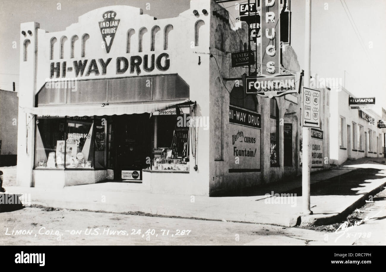 Drugstore at Limon, Colorado, USA Stock Photo