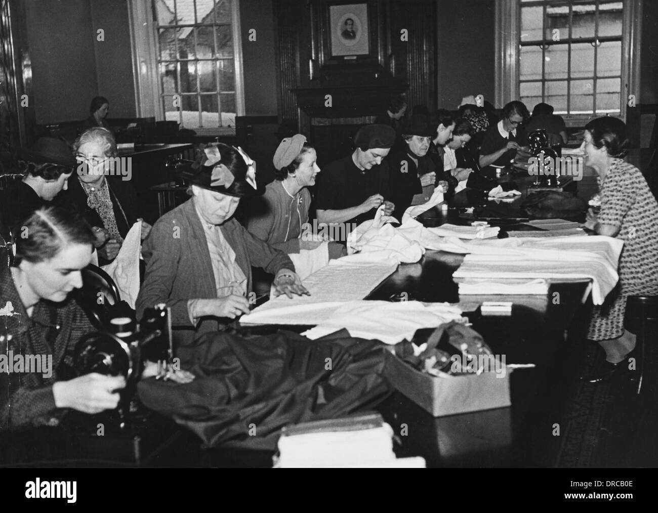 Women's sewing circle WWII Stock Photo