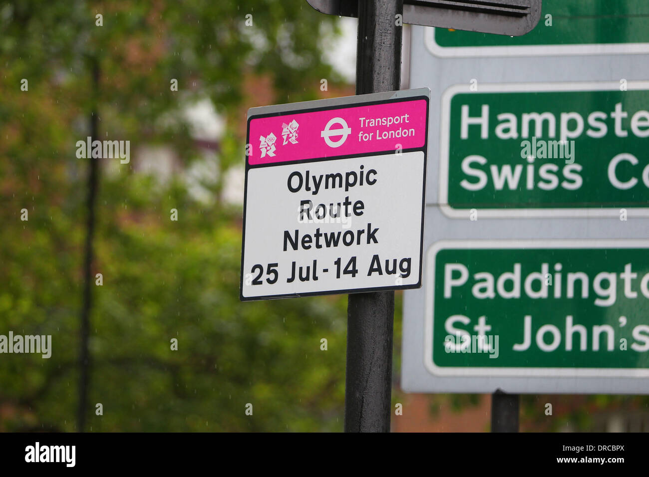 There was confusion on the M40 in west London today when motorists were confused as to when the Olympic lanes would be open. People were avoiding the lanes to avoid the 130 GBP fines, however the lane does not come into force until 25th July London, England - 16.07.12 Stock Photo