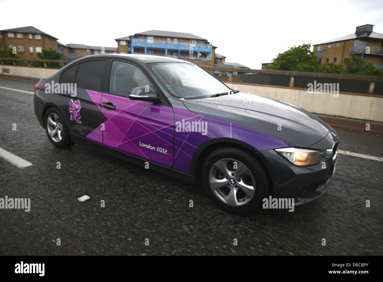 There was confusion on the M40 in west London today when motorists were confused as to when the Olympic lanes would be open. People were avoiding the lanes to avoid the 130 GBP fines, however the lane does not come into force until 25th July London, England - 16.07.12 Stock Photo