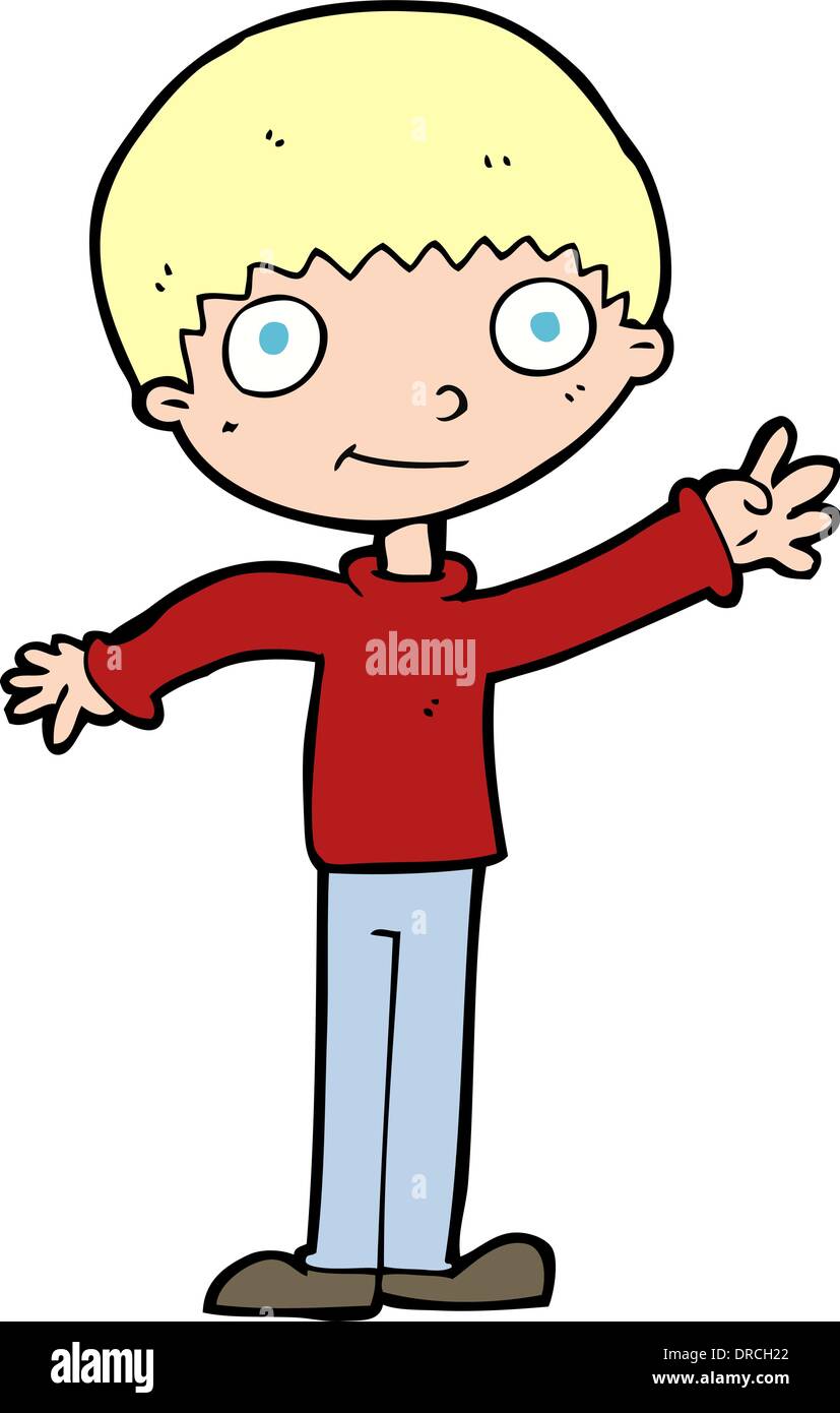 cartoon happy waving boy Stock Vector Image & Art - Alamy