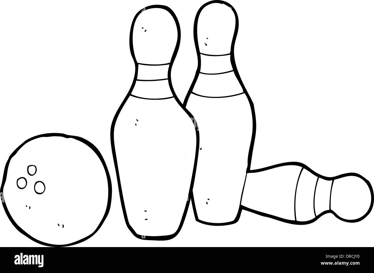 cartoon bowling ball and skittles Stock Vector