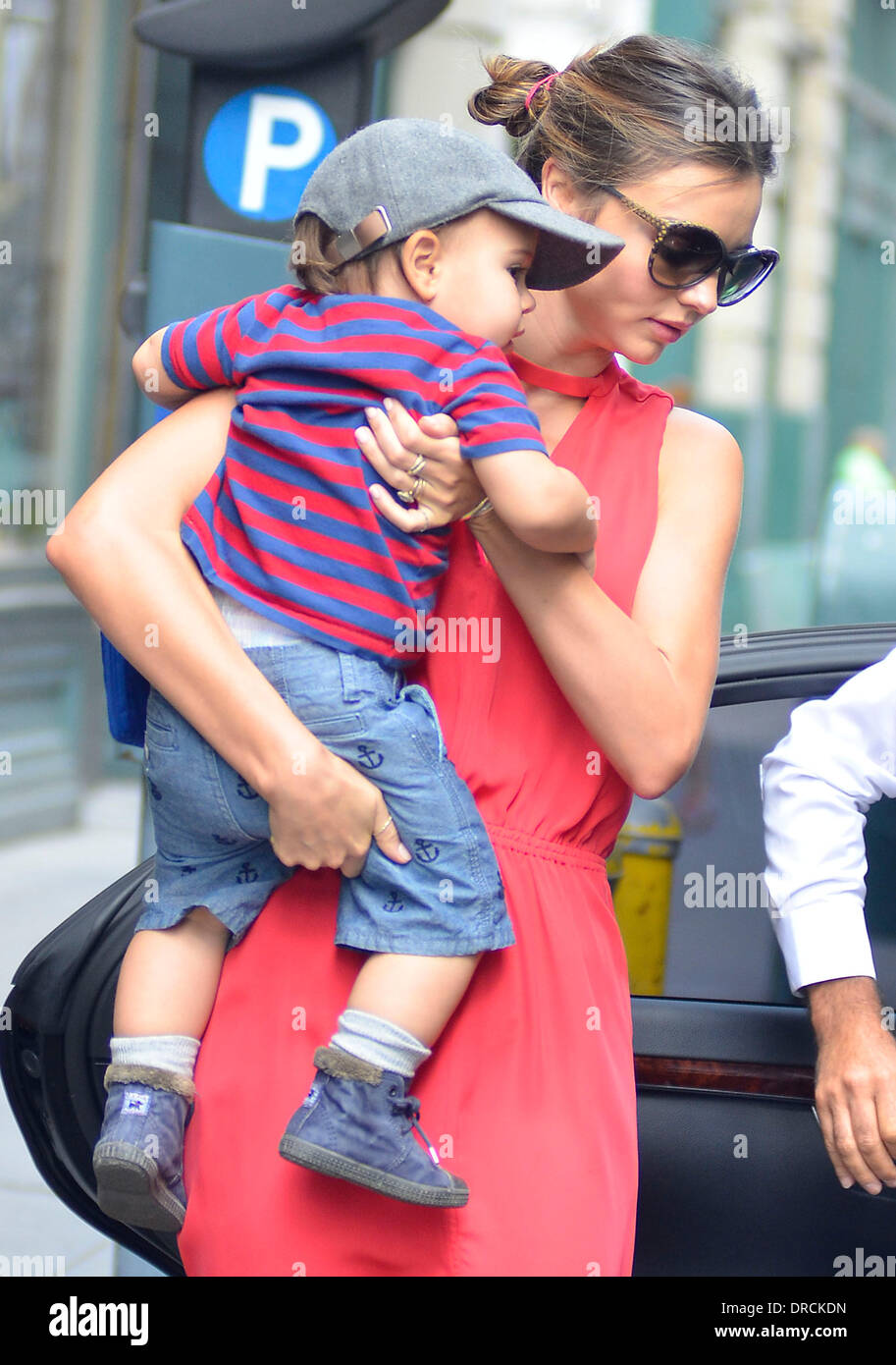 Miranda Kerr and son Flynn Bloom leaving their apartment in Manhattan ...