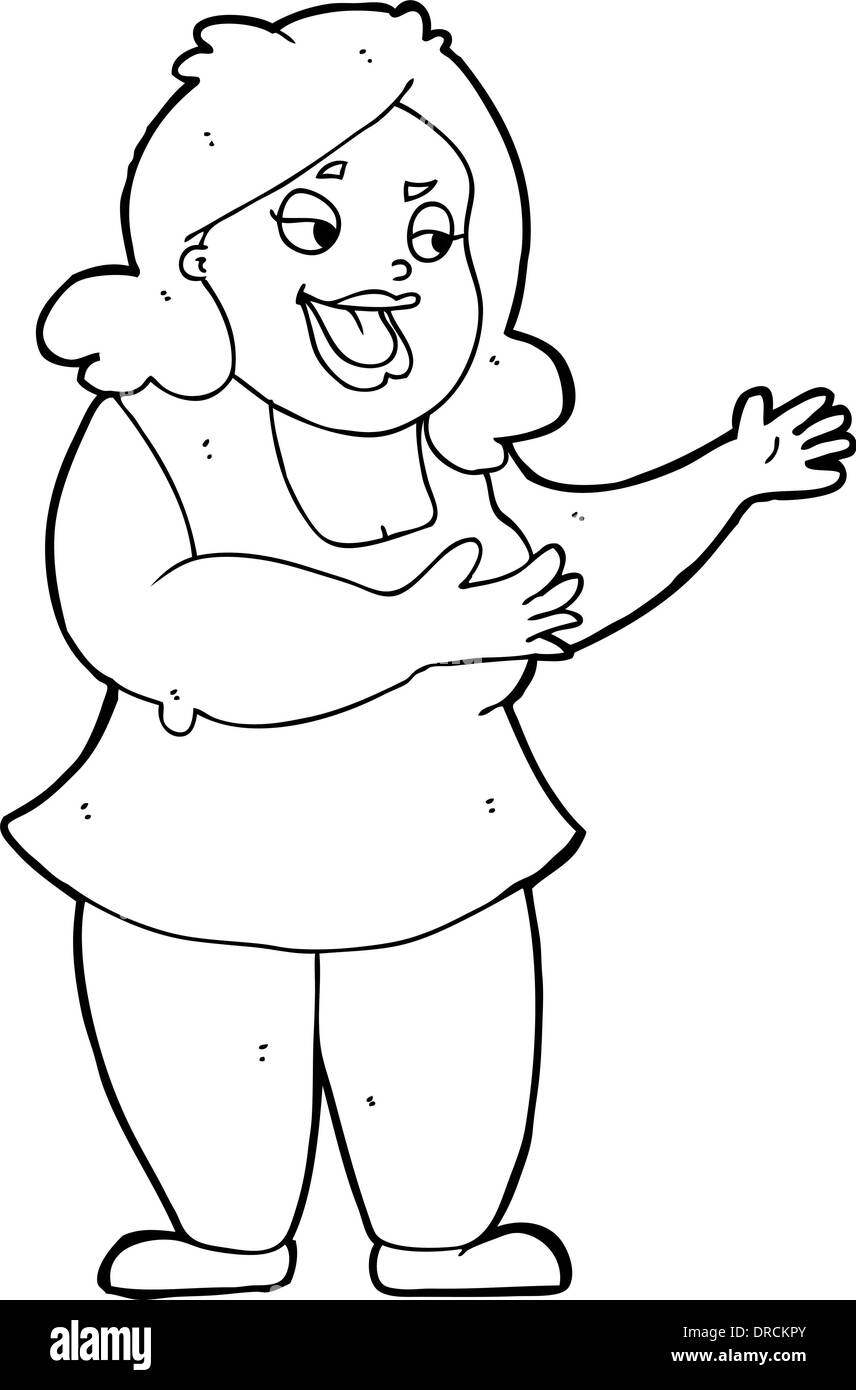 cartoon happy fat woman Stock Vector