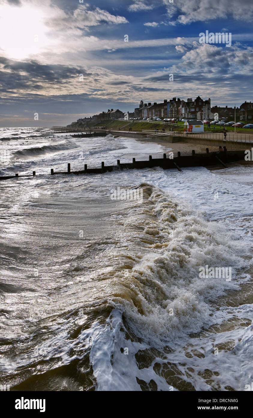 Rough sea at Southwold, Suffolk, England. Stock Photo