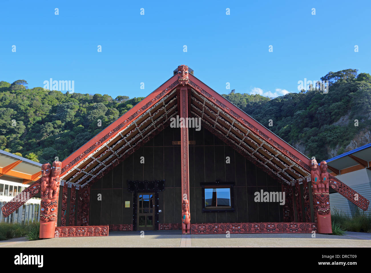 Mataatua Wharenui, Maori Meeting House, Whakatane, Eastern Bay of Plenty, North Island, New Zealand Stock Photo