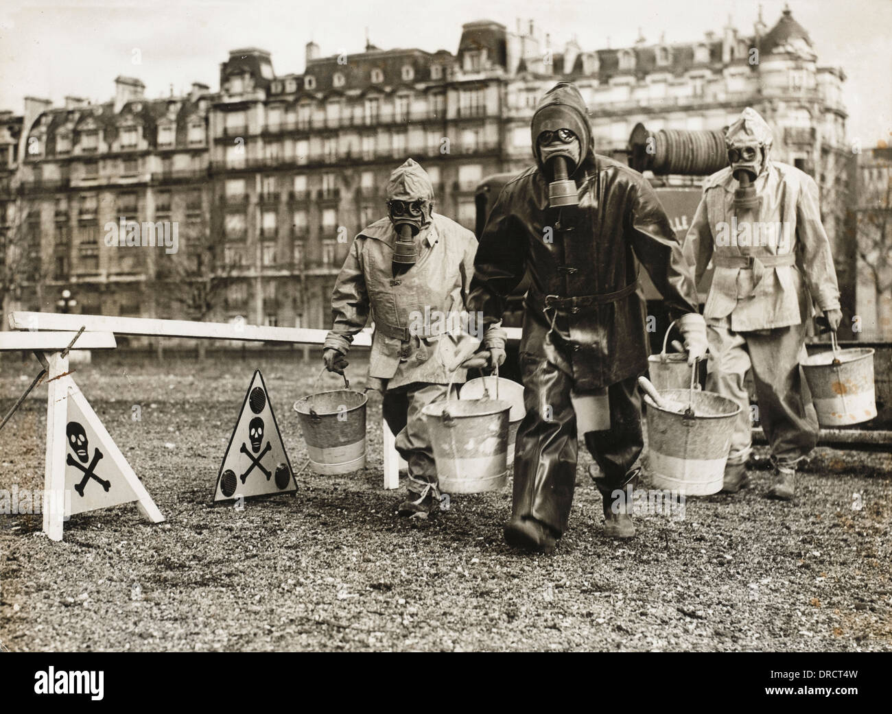 Paris air raid precautions WWII Stock Photo