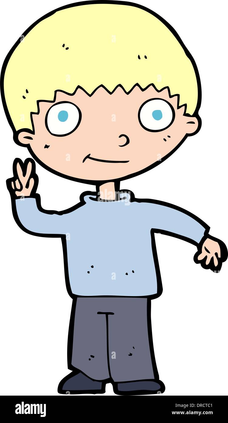 cartoon boy giving peace sign Stock Vector Image & Art - Alamy