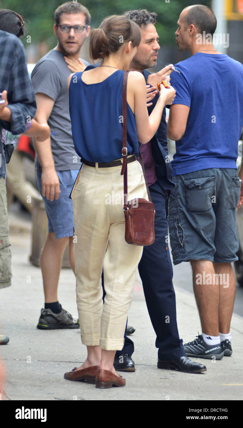 Keira Knightley and Mark Ruffalo  on the set of new movie 'Can A Song Save Your Life?' New York City, USA - 19.07.12 Stock Photo