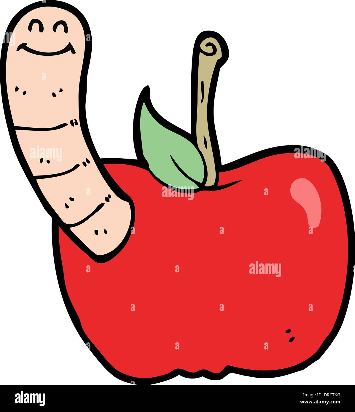 cartoon apple with worm Stock Vector Image & Art - Alamy