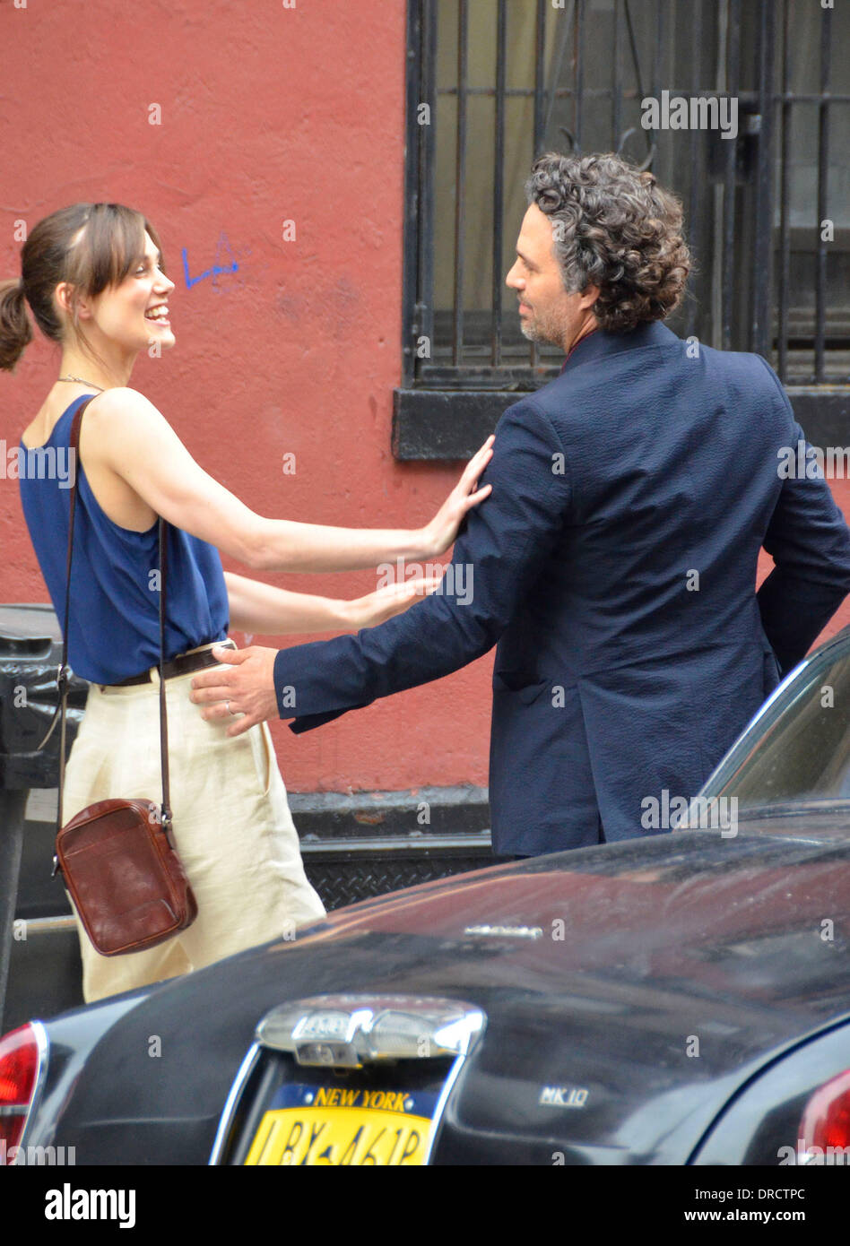 Keira Knightley and Mark Ruffalo  on the set of new movie 'Can A Song Save Your Life?' New York City, USA - 19.07.12 Stock Photo