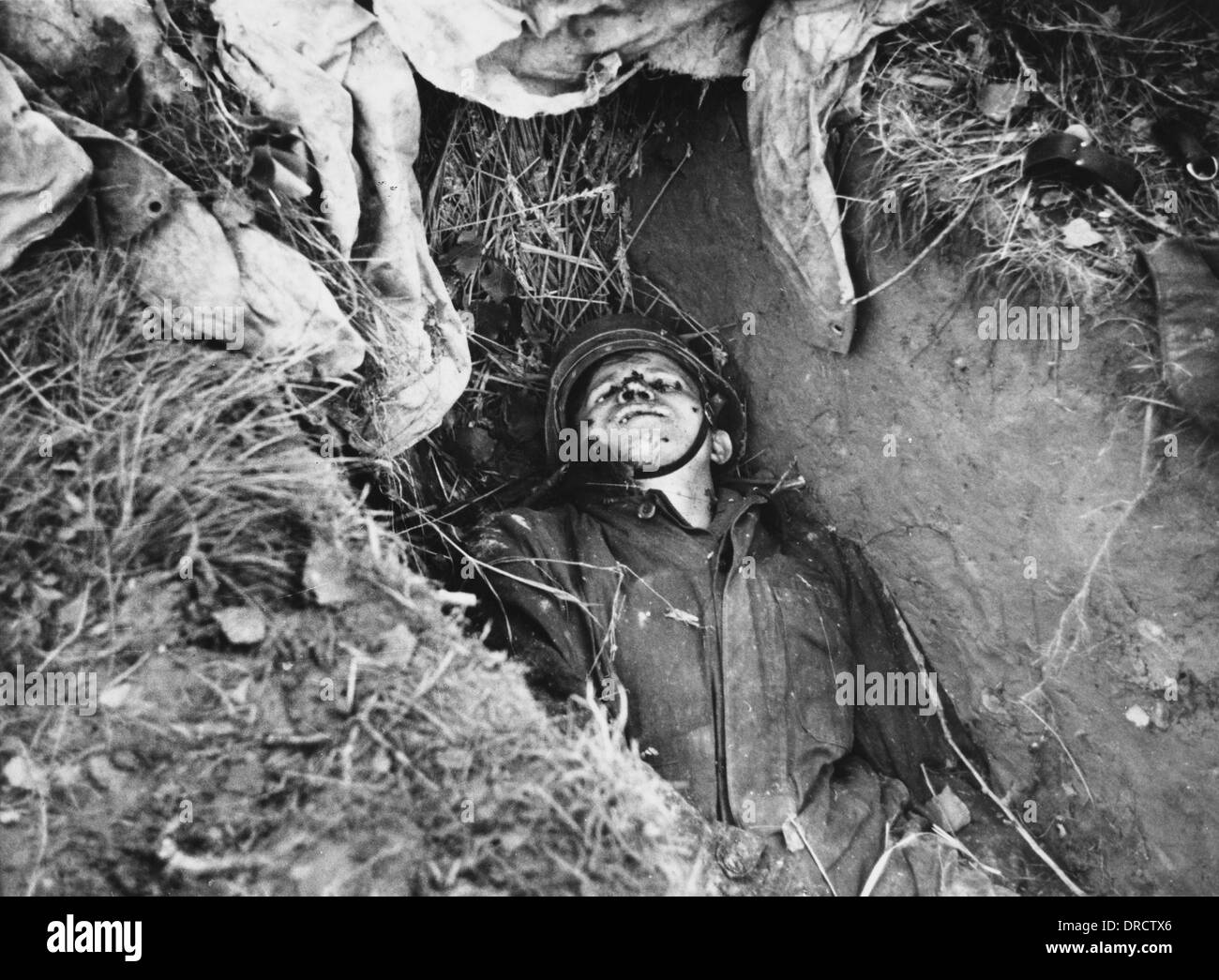 Dead German soldier WWII Stock Photo
