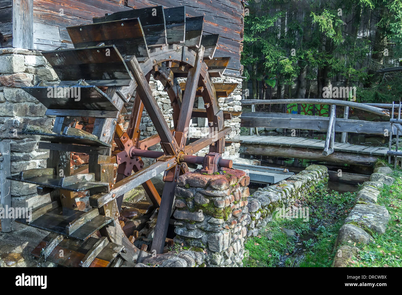 Old water wheel in the Bavarian forest germany Stock Photo