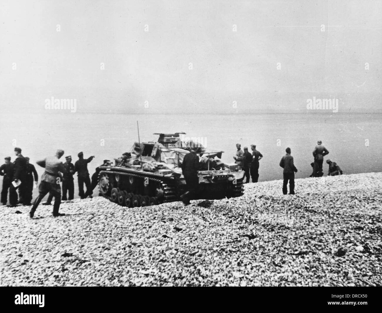 Tank at Dunkirk WWII Stock Photo