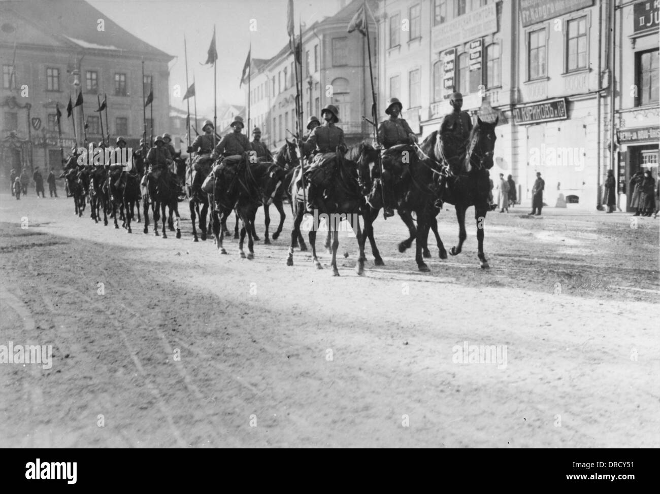 Germans occupy Russian town 1918 Stock Photo