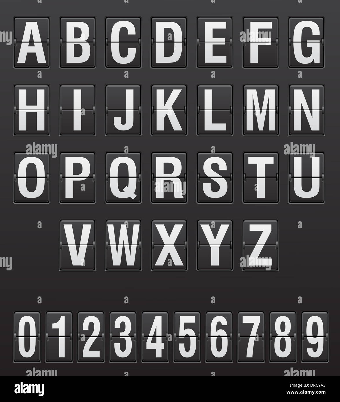 Digit Letters scoreboard english letters and digits illustration isolated on white ...