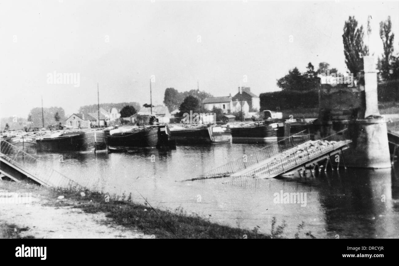 Destroyed Oise Bridge WWI Stock Photo