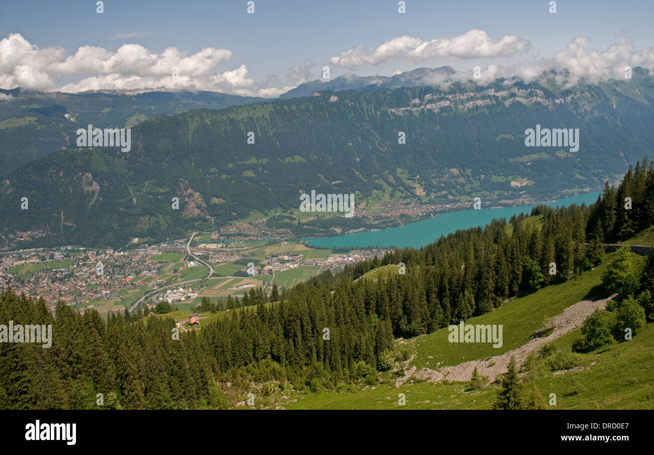 Interlaken and Lake Brienz viewed from the Schynige Platte Stock Photo ...