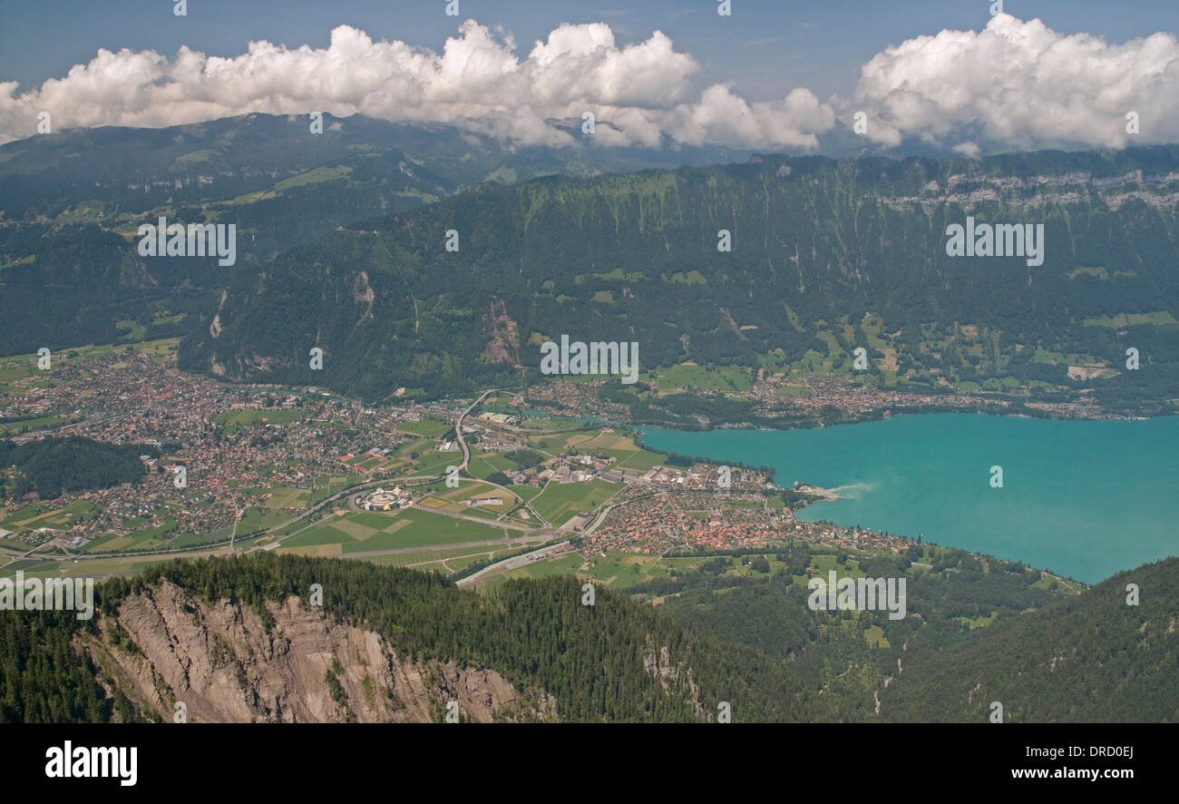Interlaken and Lake Brienz viewed from the Schynige Platte Stock Photo ...