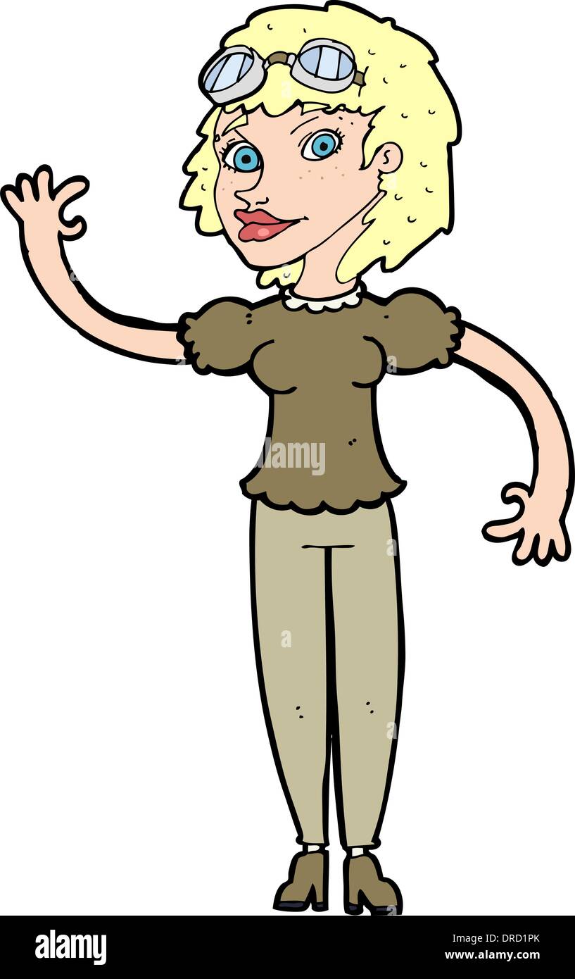 cartoon pilot woman waving Stock Vector Image & Art - Alamy