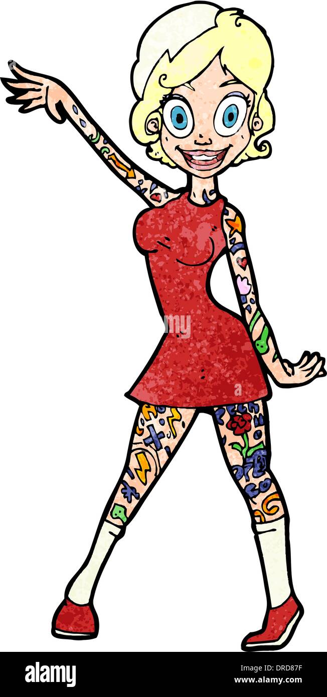 cartoon woman with tattoos Stock Vector Image & Art - Alamy