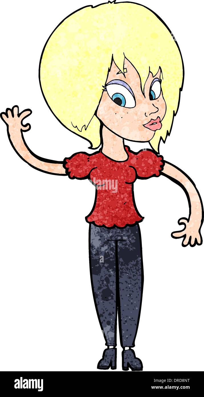 cartoon woman waving Stock Vector Image & Art - Alamy
