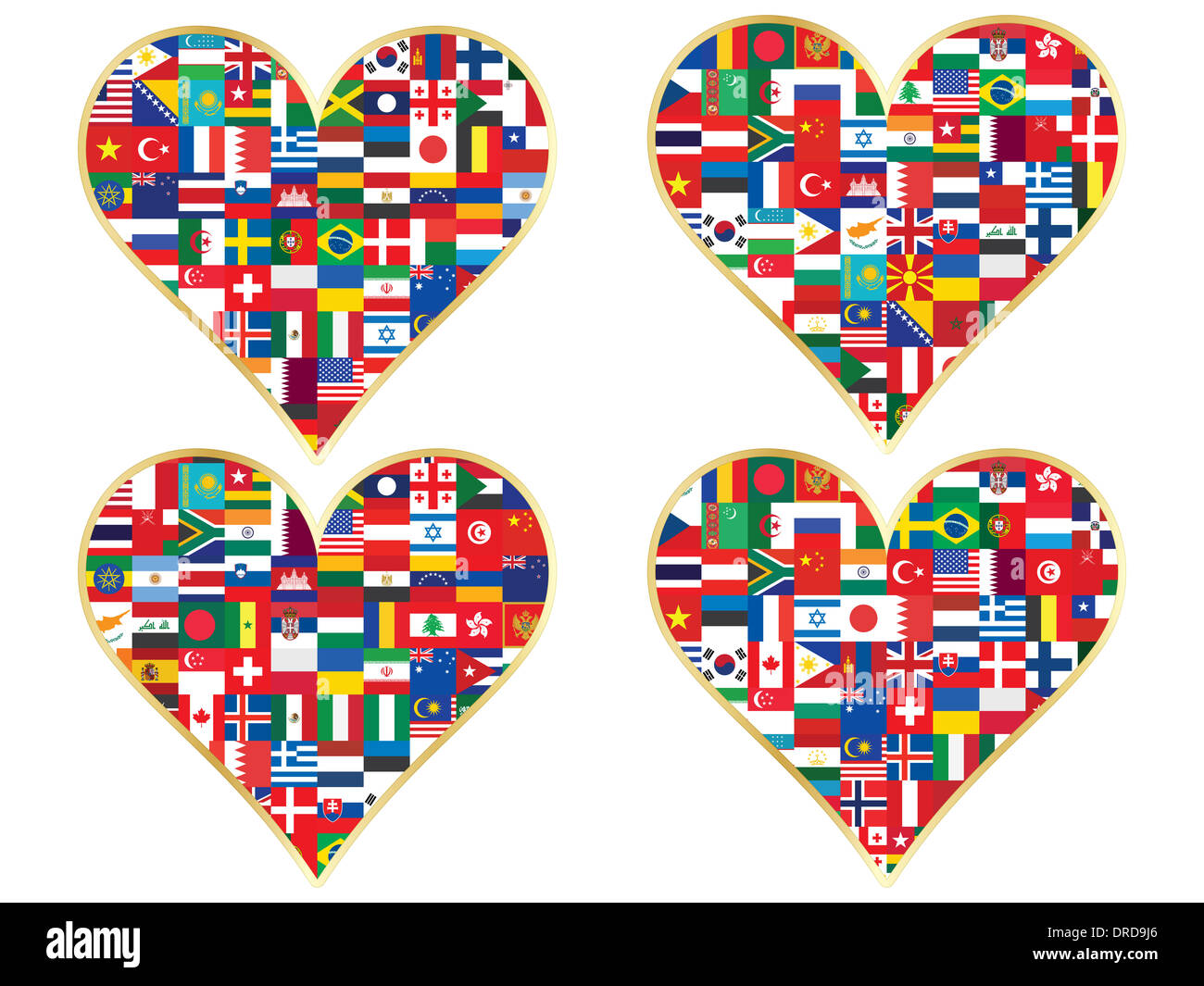 set of valentines made of flags icons Stock Photo