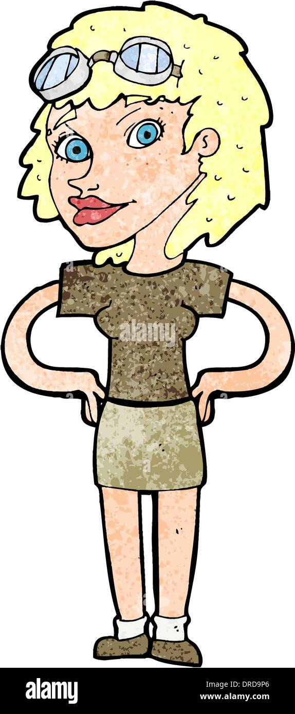 Cartoon retro pilot woman hi-res stock photography and images - Alamy