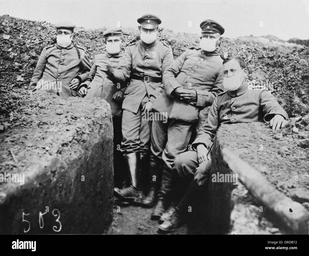 Soldiers in trench WWI Stock Photo