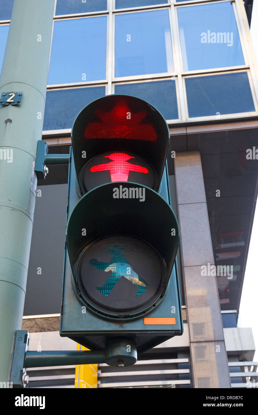 Characteristic Berlin pedestrian light with red signal Stock Photo