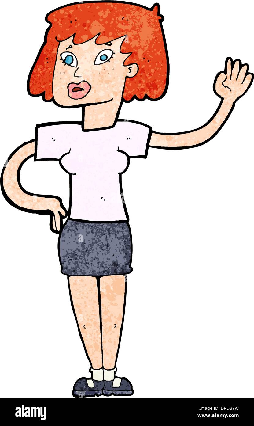 cartoon woman waving Stock Vector Image & Art - Alamy