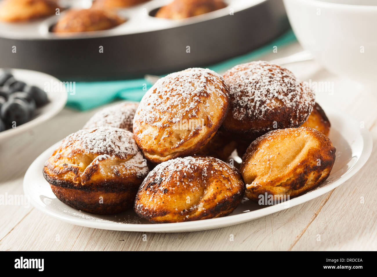 Homemade Aeblskiver Danish Pancake with Powdered Sugar Stock Photo Alamy