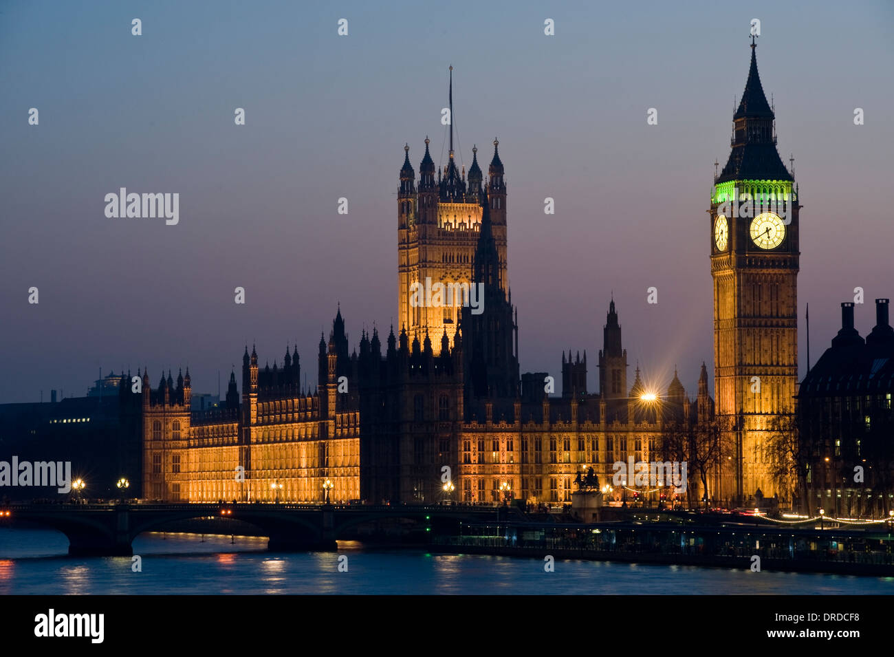 Houses of Parliament and Big Ben at dusk Stock Photo
