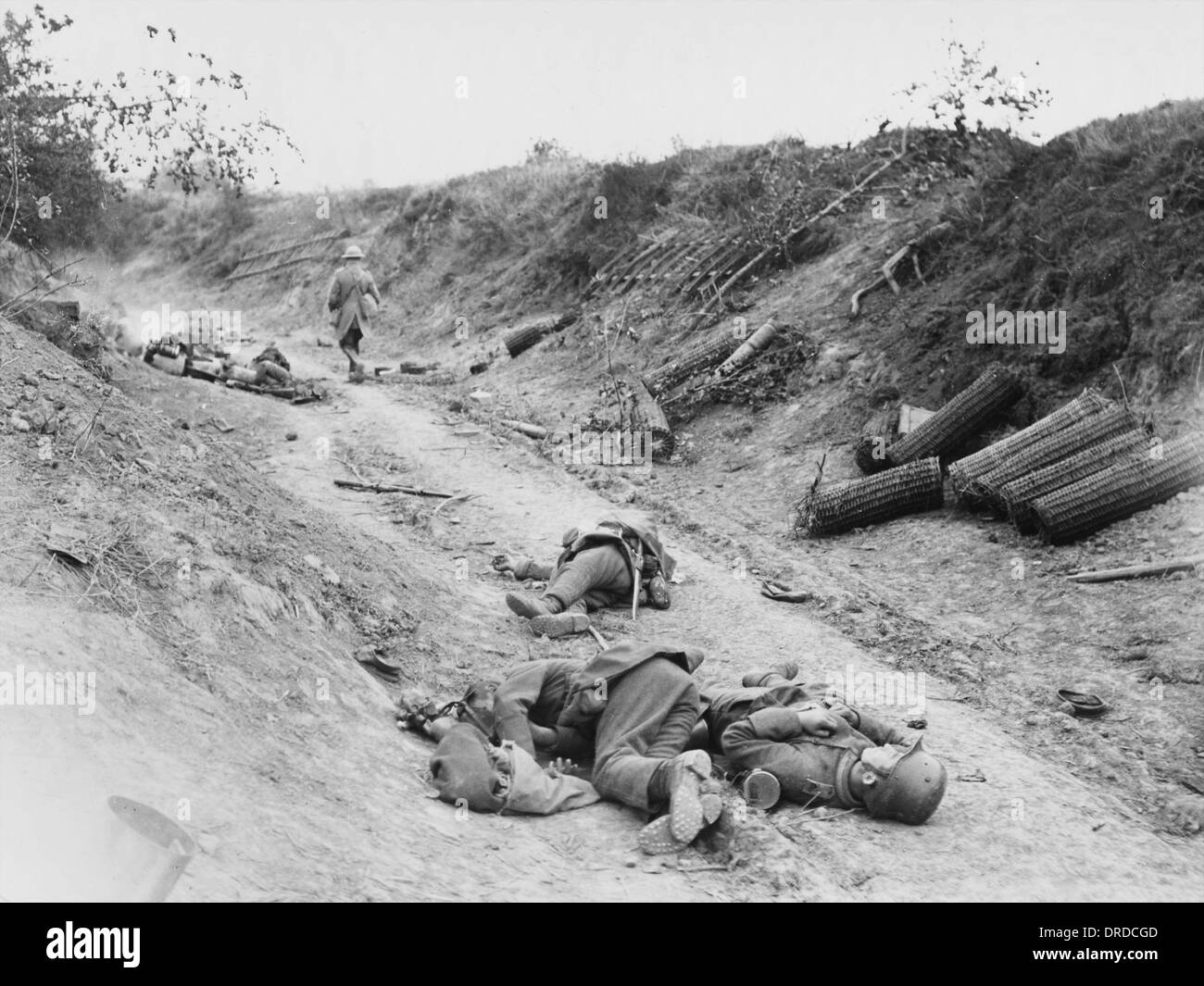 German sunken road WWI Stock Photo