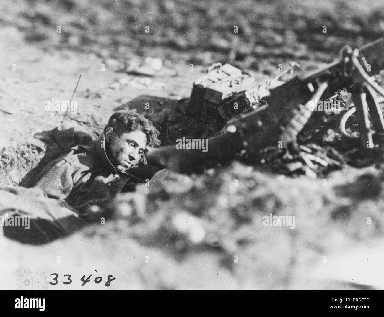 Dead German soldier WWI Stock Photo