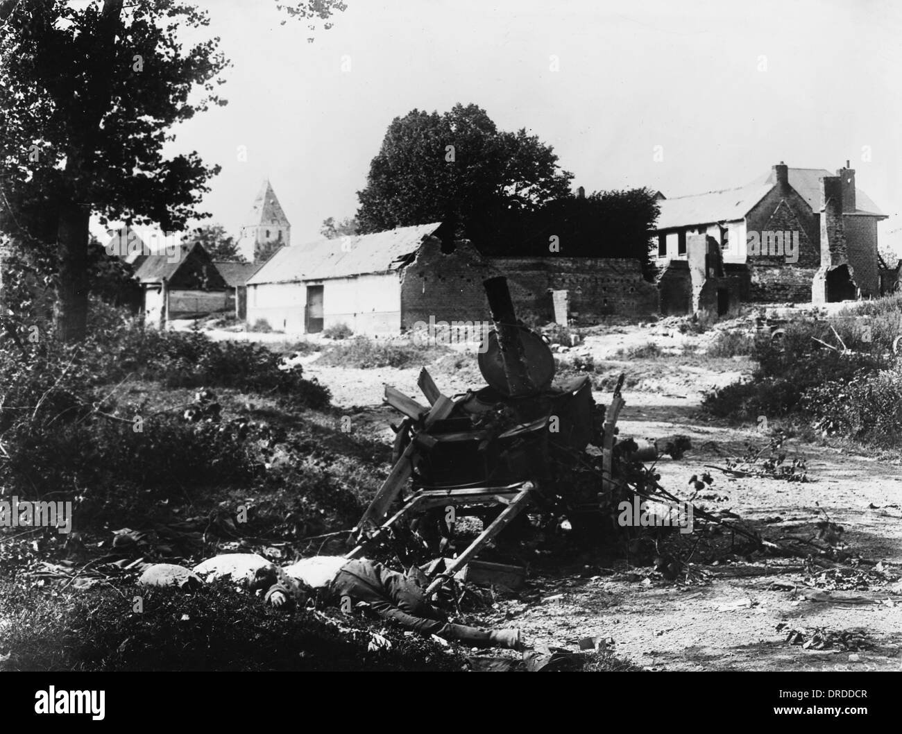 Destroyed German field kitchen WWI Stock Photo