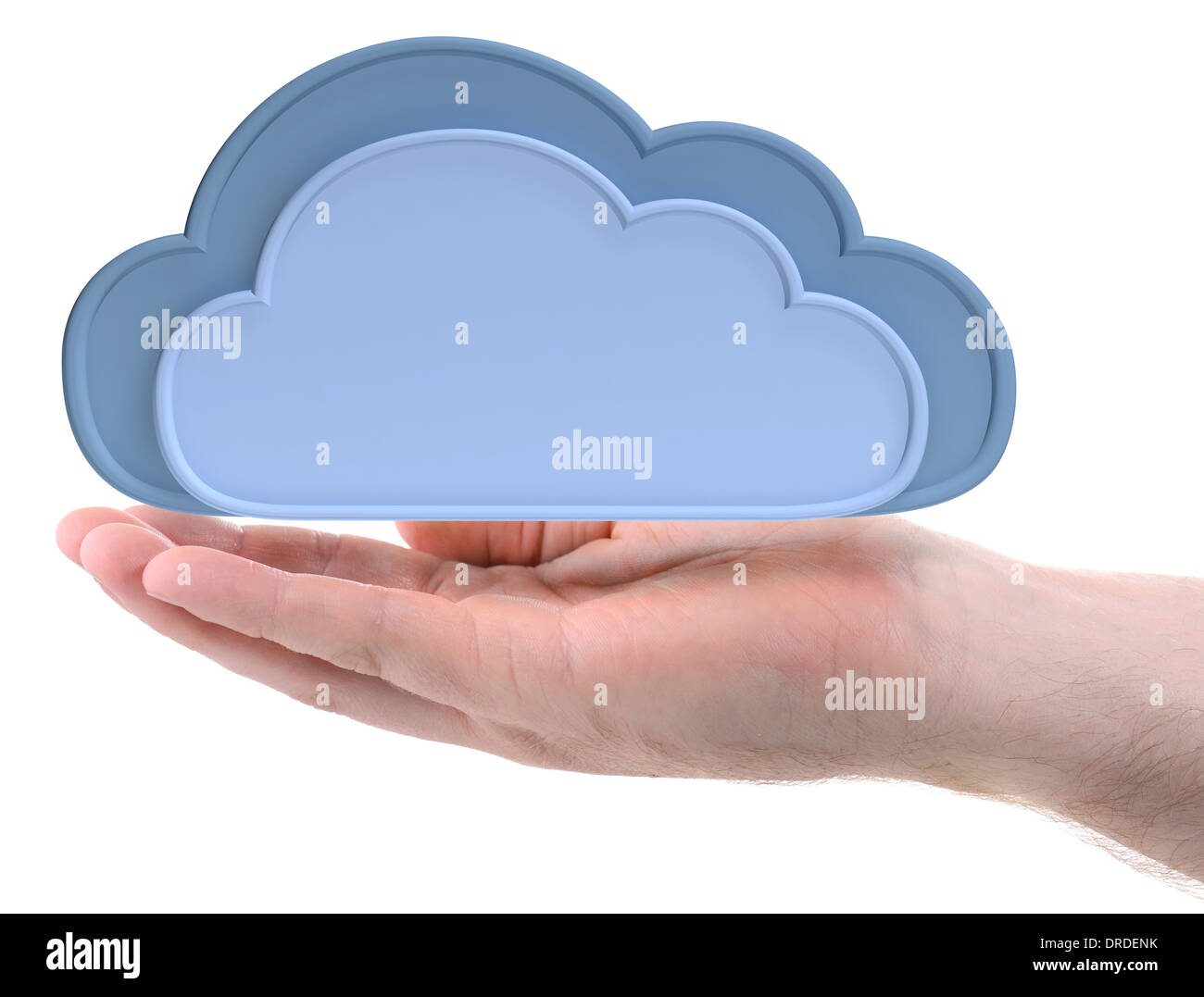 a hand cupping holding the cloud Stock Photo
