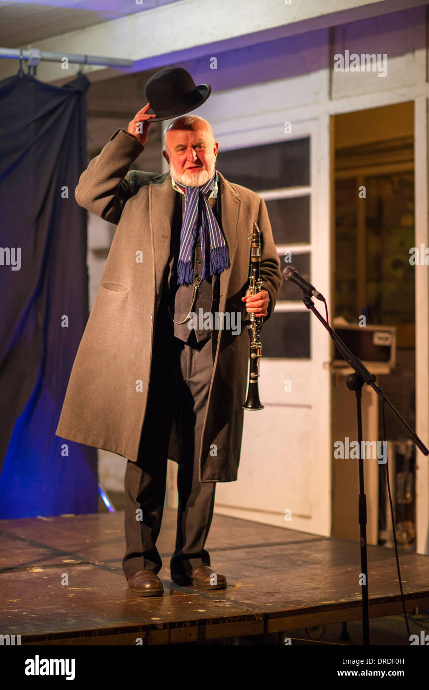 Clarinet player at the Lyndum Christmas Fayre. Stock Photo