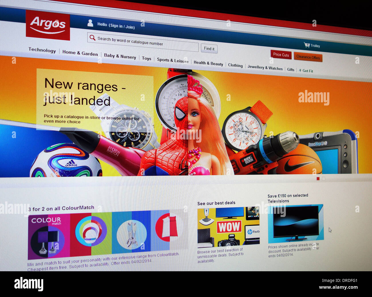 argos online shopping site Stock Photo
